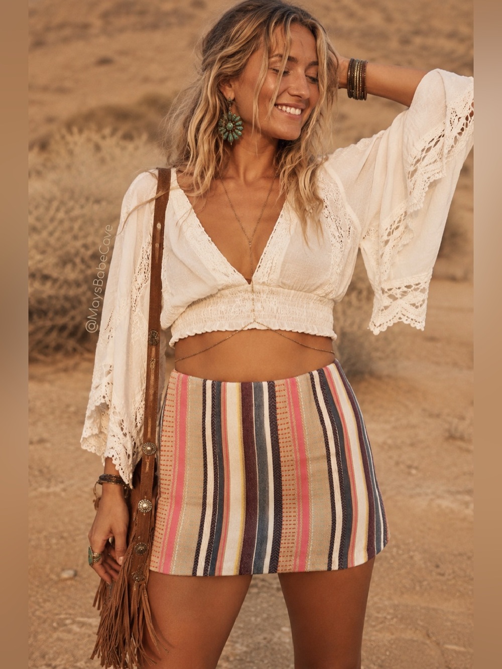 H&M Striped Multi Color Mini Skirt